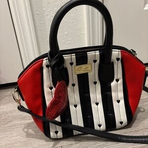 Betsy Johnson Red, Black and White Handbag